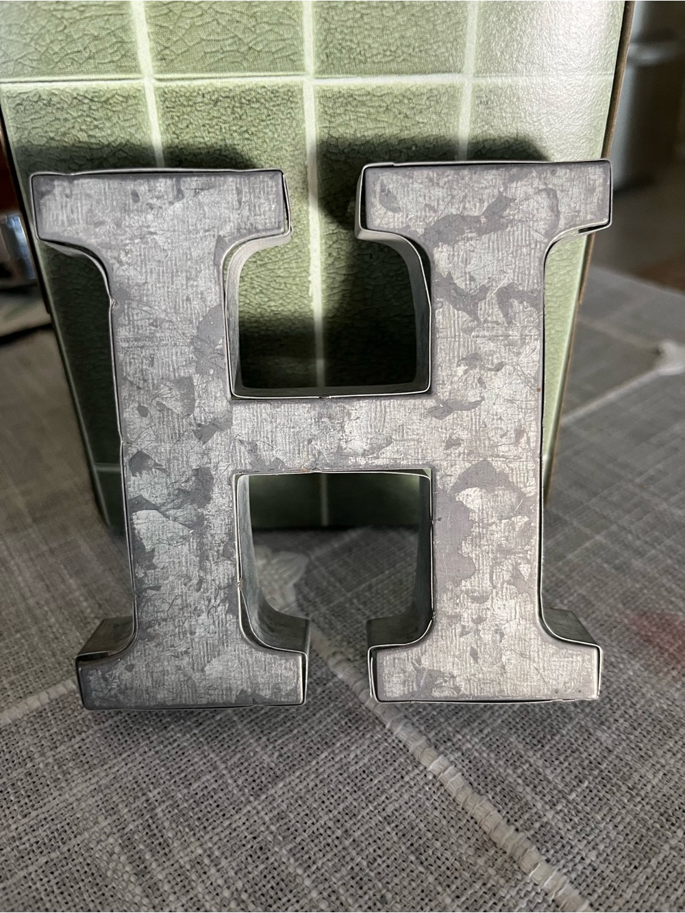 Galvanized Metal Letter H Rustic Industrial Wall or Shelf Decor